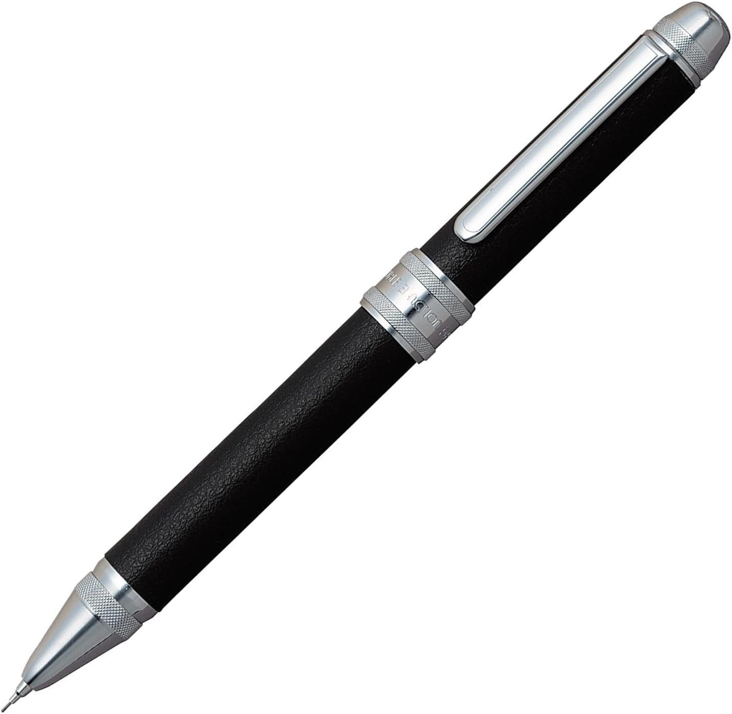 PLATINUM Double 3 Action - 2 Color 0.7 mm Ballpoint Multi Pen 0.5 mm Pencil - Black Body - Cow Leather Wrapped (MWBL3000#1)