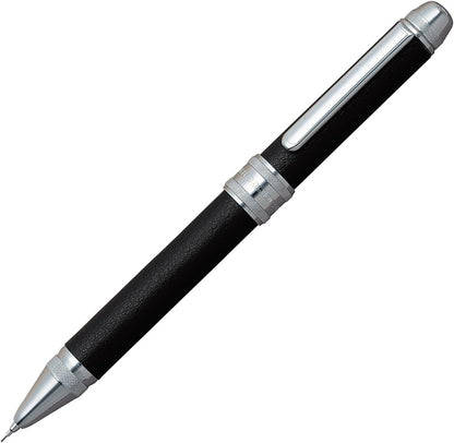 PLATINUM Double 3 Action - 2 Color 0.7 mm Ballpoint Multi Pen 0.5 mm Pencil - Black Body - Cow Leather Wrapped (MWBL3000#1)
