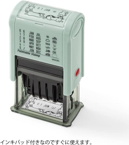 DESIGNPHIL 35452006 Midori Stamp Rotating Stamp Date Cat Pattern