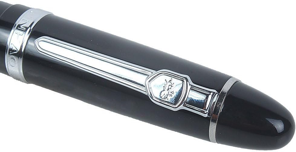 JINHAO Advanced Fountain Pen 159 Black Bright with Silver Broad Nib close up nib