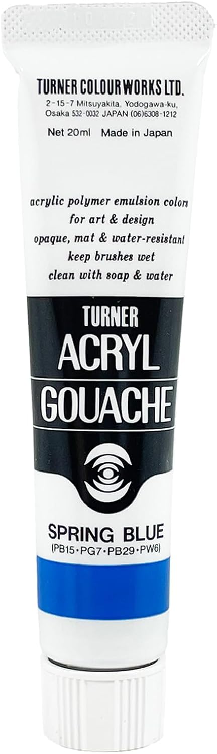 Turner Colour Works Acryl Gouache Artist Acrylic Paint - Single 20 ml Tube - Spring Blue