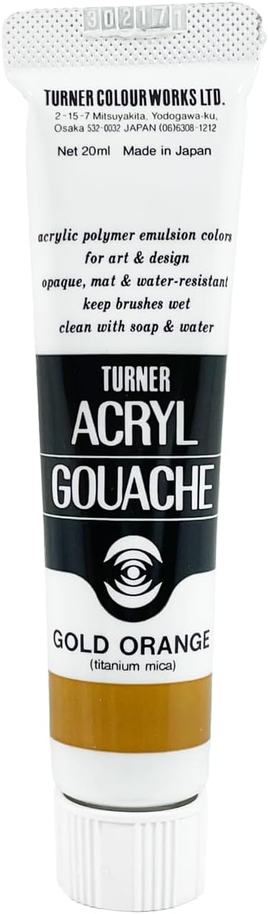 Turner Colour Works Acryl Gouache Artist Acrylic Paint - Single 20 ml Tube - Gold Orange