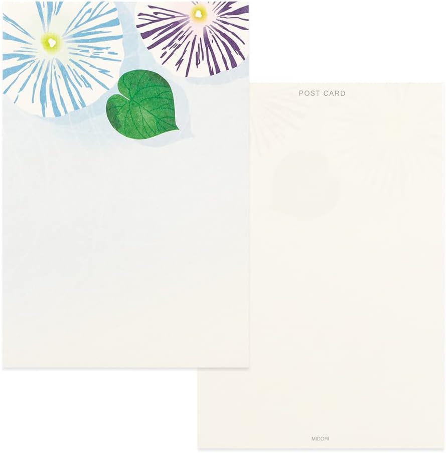 Midori 88687006 Postcard Notes, Paper Series, Summer Letter, 4 Patterns, Morning Glory Hand Water Pattern
