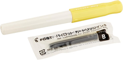 PILOT Kakuno Fine-Nib Fountain Pen, White Body Soft Yellow Cap Body (FKA-1SR-SYF)