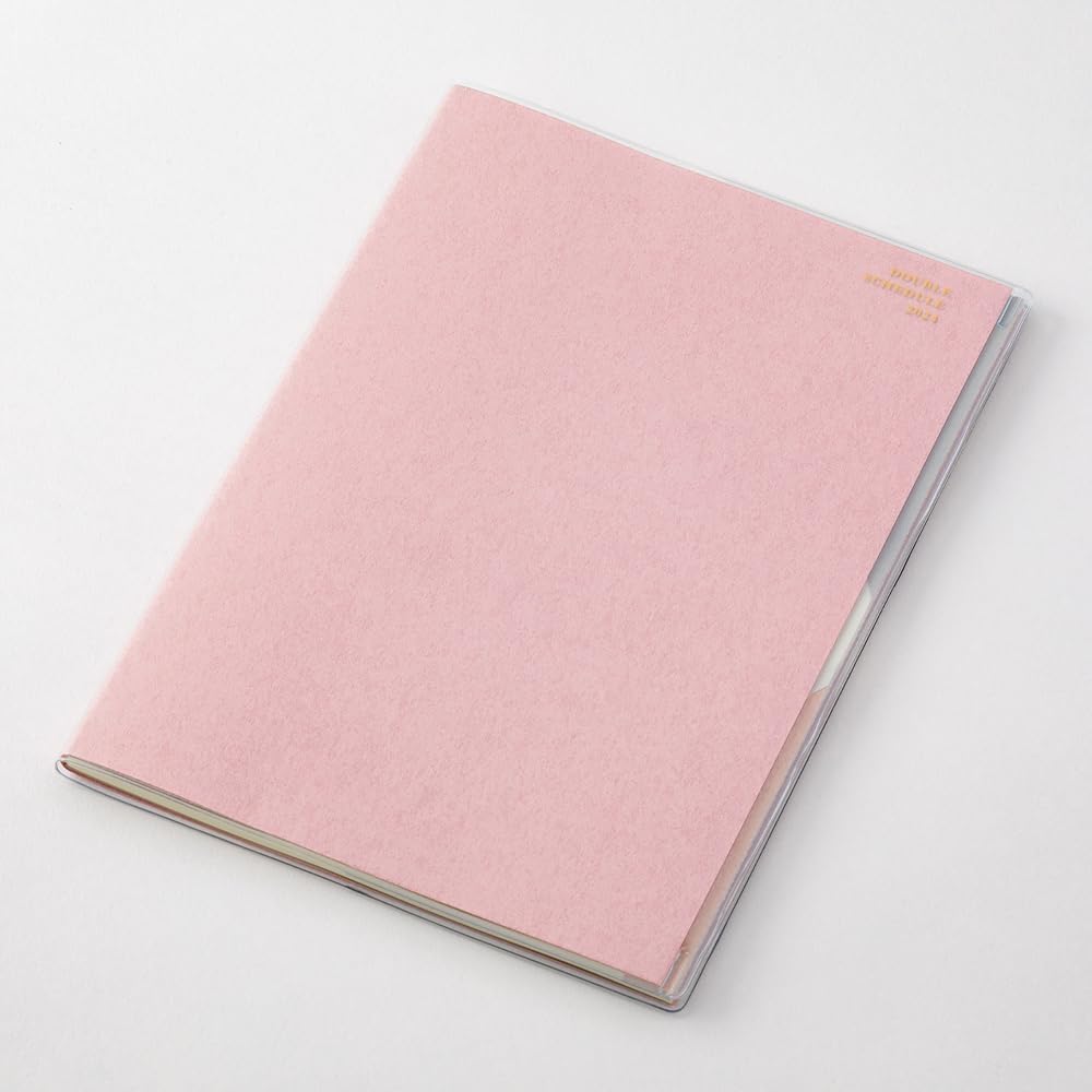 Midori 22264006 Double Schedule Planner, 2024, B6, Monthly Progress, Light Pink (Starts October 2023) (pale pink)