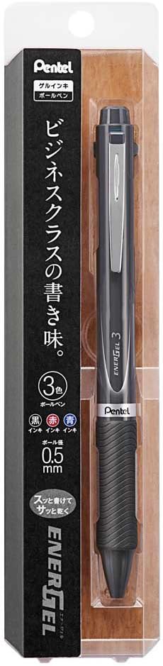 Pentel Multi-Color Gel Ballpoint Pen Energel, Black/Red/Blue (XBLC35N)