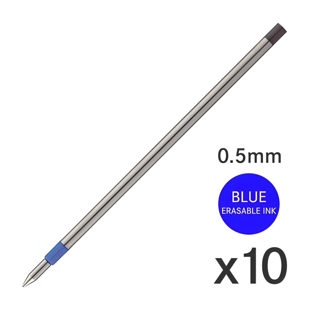 Premium Writing Pen Japan ? Mitsubishi Pencil Uni-Ball R:E URR103-05 Erasable Tri-Color Ballpoint Pen Refill, Blue, Set of 10 ? Smooth Writing Performance ? For Office & Daily Notes ? Original Imported