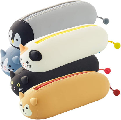 LIHITLAB PuniLabo Zipper Pen Case/Pouch, Horizontal, 2.5" x 7.9", Shiba Dog (A7781-2), Pen: 2.5"x 7.9"x 2.4"