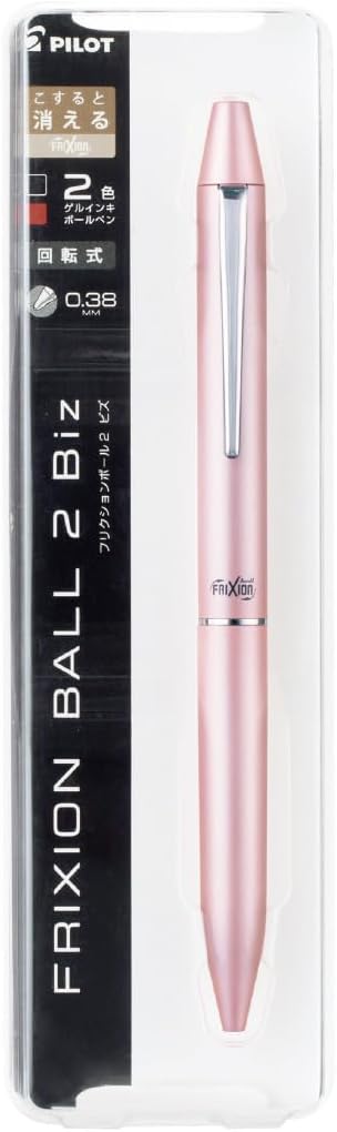 PILOT Frixion Ballpoint Pen, Firxion Biz 2, Black & Red Ink, Pink (LFBT-3SUF-P)