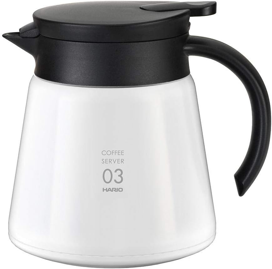 Hario V60 Insulated Metal Server, 800ml, White