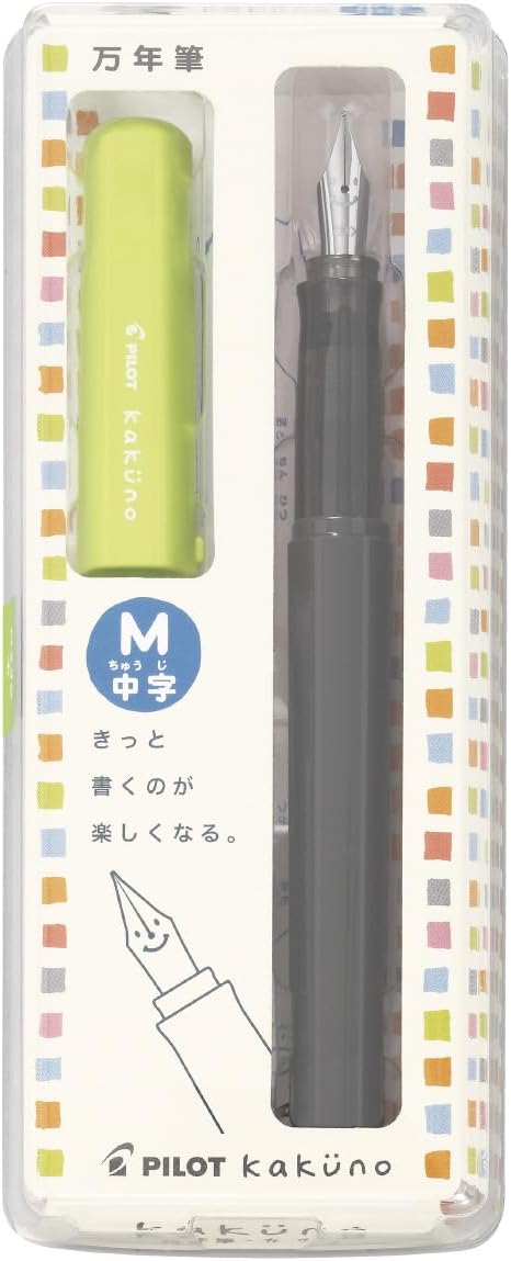 PILOT Kakuno Fountain Pen of Biginners, Medium Nib, Light Green Body (FKA-1SR-LGM)