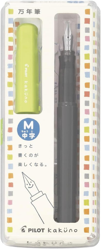 PILOT Kakuno Fountain Pen of Biginners, Medium Nib, Light Green Body (FKA-1SR-LGM)