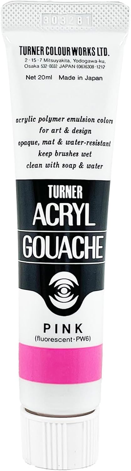 Turner Colour Works Acryl Gouache Artist Acrylic Paint - Single 20 ml Tube - Pink