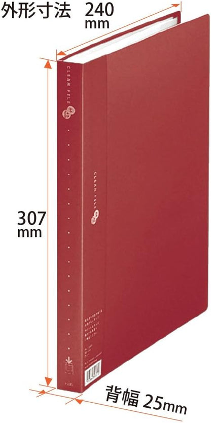 Plus 88-432 File Clear File, Super Economy, A4 Vertical, 40 Pockets, Red