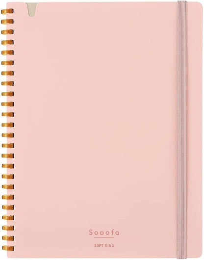 KOKUYO Graph Journal Notebook, Sooofa 8.3'' x 6.2'' Soft Ring Notebook for Women 4mm Grid Ruled, 80 Perforated Sheets, Pink, A5 Notebook for Work Journals for Writing. Japan Import (SU-SV738S4-P)