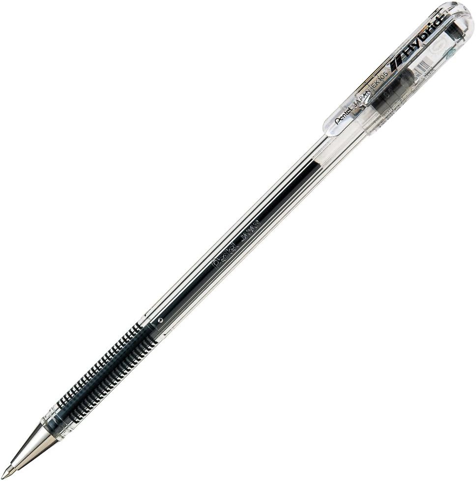 Pentel EK105-GA Gel Ink Ballpoint Pen, Hybrid, 0.02 inches (0.5 mm), Black, 10 Pieces