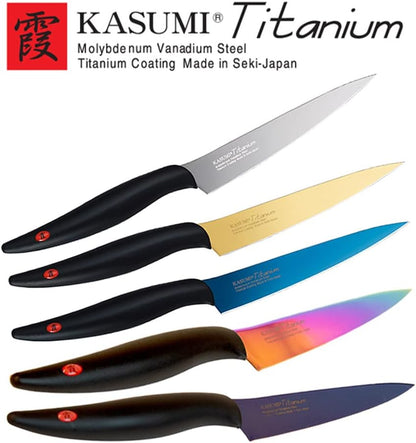 Kasumi Titanium Coated KTB4 4 3/4 Inch Utility Knife Kitcen Cutlery, 4 3/4", Multicolor