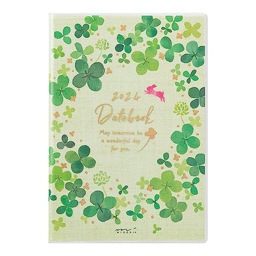 Midori Pocket Diary 22256006 Weekly Planner, 2024, B6, Cat Pattern, Starts January 2024 (Clover pattern)