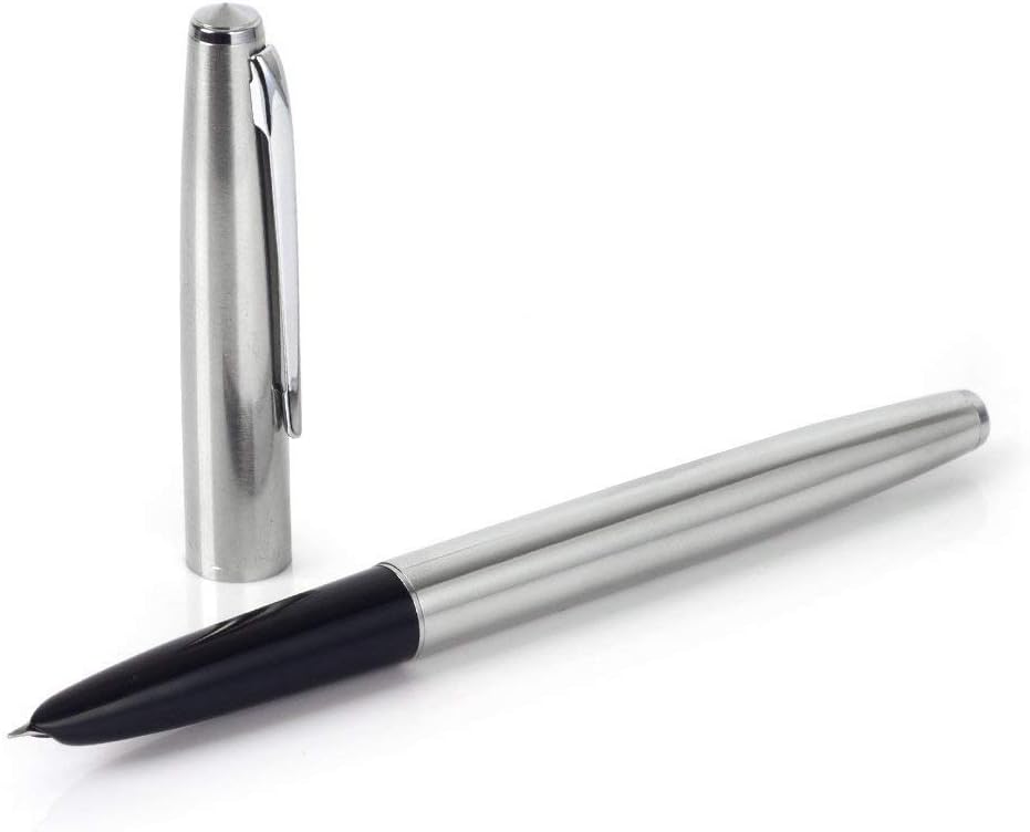 Gullor 5 PCS Stainless Steel EF Nib Classic Fountain Pens Set with Ink Converters front view