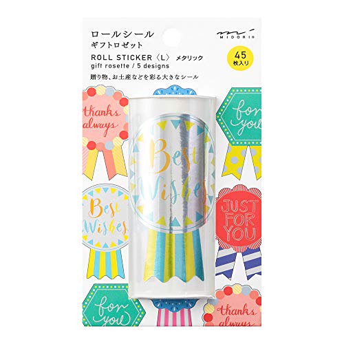 Midori 82473006 Stickers, Roll Stickers, L, Metallic Gift, Rosette Pattern