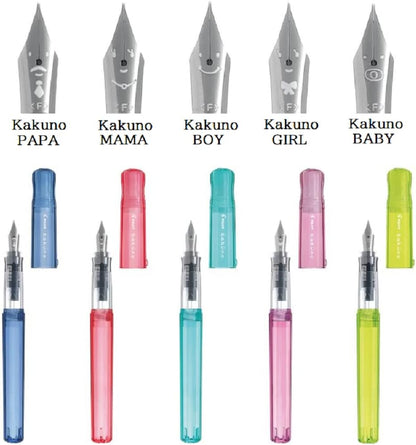 PILOT Fountain Pen Kakuno Family (M, Kakuno Boy Green) close up nib