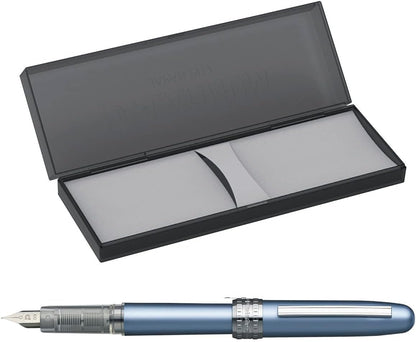 PLATINUM Fountain Pen, Plaisir Fine Nib, Frosty Blue front view