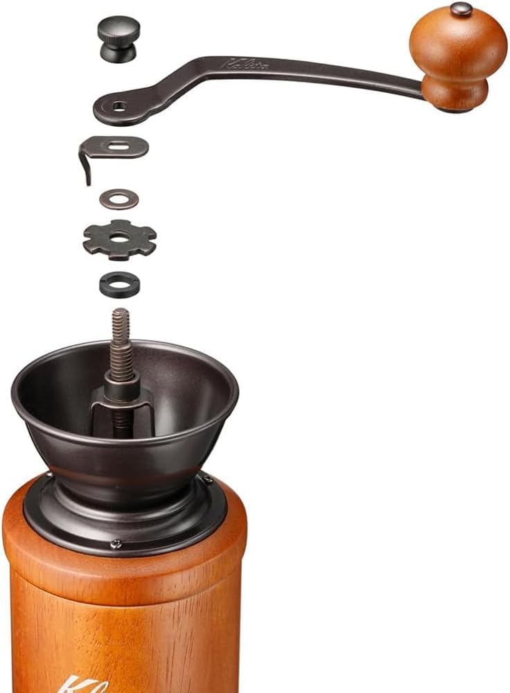 Kalita KH-3AM #42188 Hand-Grind Coffee Mill, Wooden, Durable Cast Iron Cutter, Adjustable Coarseness, Mountain Climbing, Cafe, Interior, Retro