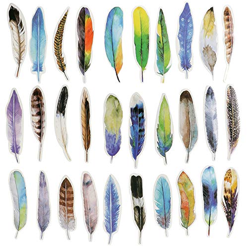 moin moin Bookmark Set of 30 Bird Feathers Paper Beautiful Fashionable