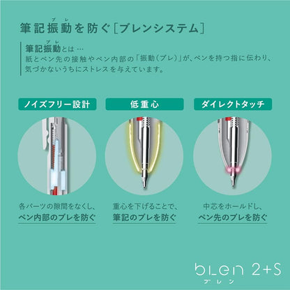 ZEBRA B2SAS88-BG Multi-Functional Pen, Blen 2+S, 0.5mm, Blue-Green