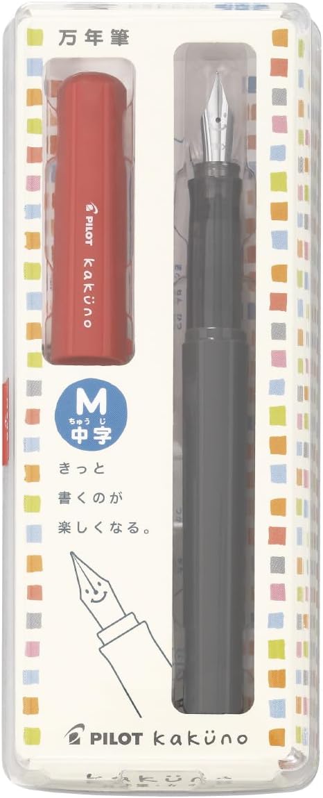 PILOT Kakuno Fountain Pen of Biginners, Medium Nib, Red Body (FKA-1SR-RM)