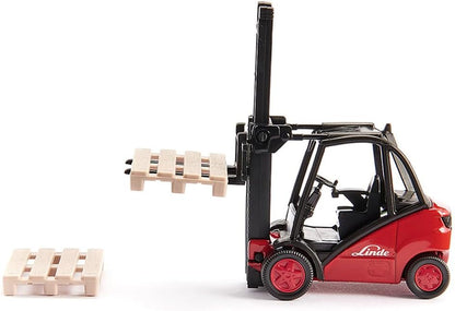 Siku 1722, Linde Forklift, 1:50, Metal/Plastic, Red, Movable Fork, Incl. 2 pallets