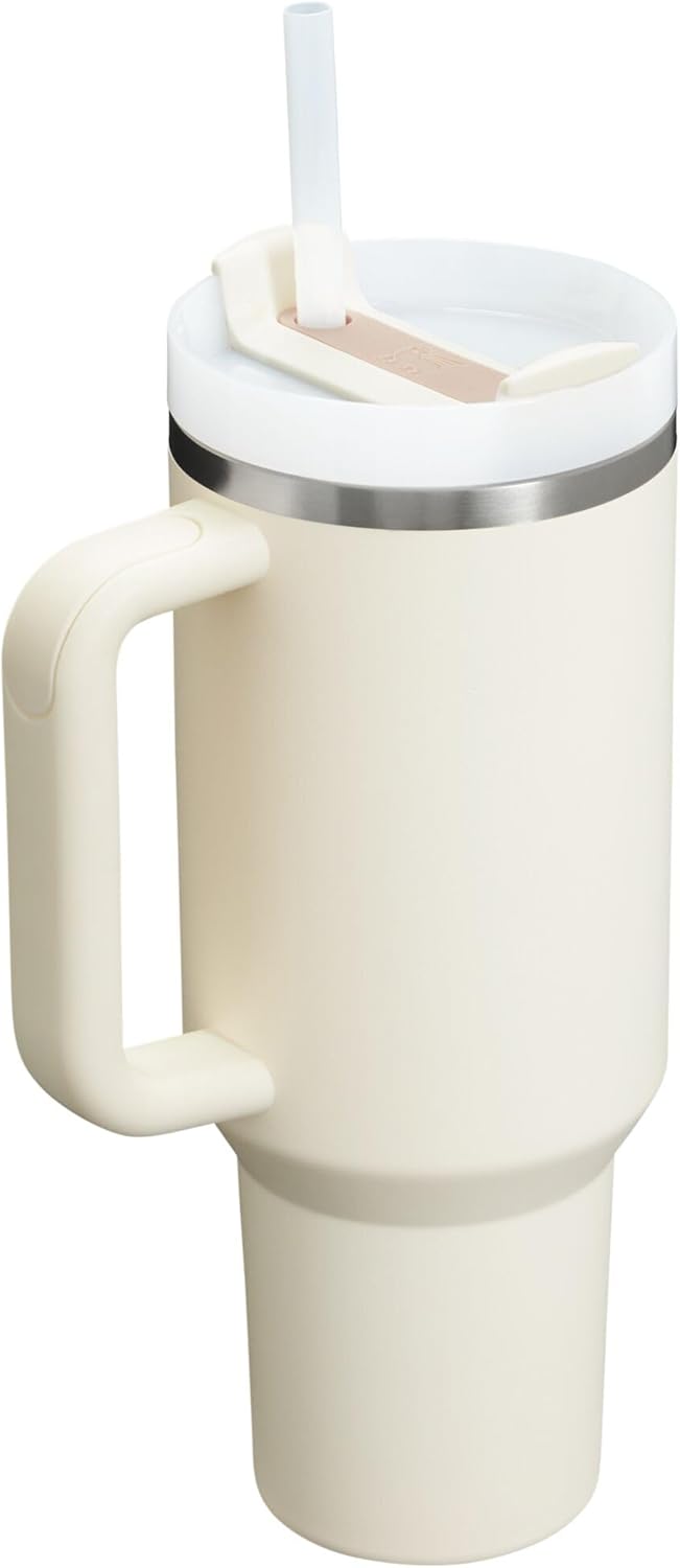 Stanley Quencher H2.0 Tumbler with Handle and Straw 40 oz | Flowstate 3-Position Lid | Cup Holder Compatible for Travel | Insulated Stainless Steel Cup | BPA-Free | Cream 2.0