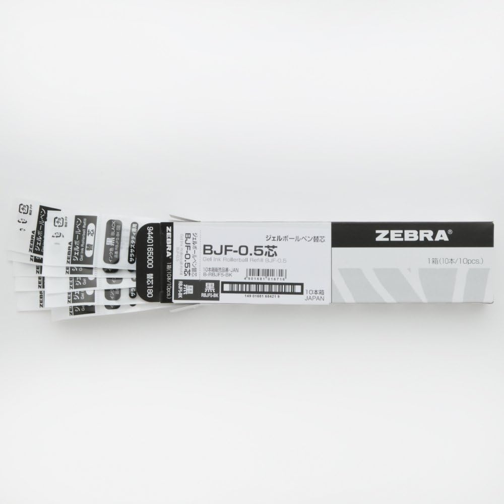 ZEBRA B-RBJF5-BK Gel Ballpoint Pen Refill, Sarasa Study BJF-0.5 Lead, Black, 10 Count