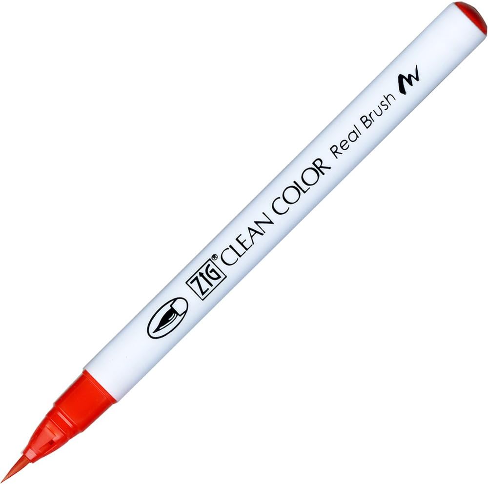 Kuretake ZIG Clean Color Real Brush Pen, Red Ink