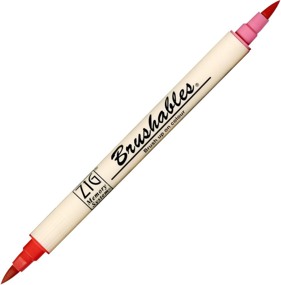 Kuretake ZIG BRUSHABLES 24 Brush Marker Pens set, TWO-TONED 48 Colors, Twin brush tips, Waterproof when dry, No mess, Archival Quality, Made in Japan