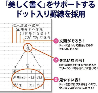 Kokuyo Campus Todai Series Pre-Dotted Notebook, Semi B5 Pre-Dotted-Line 30 Sheets - 60 Pages, Pack of 5 Limited Dark Colors 5 Notebooks (6mm)