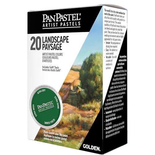PanPastel Artist Pastels by GOLDEN, Landscape Set, 20 Color, Professional Artist Pastels, Unique Pan Format (cake-like)