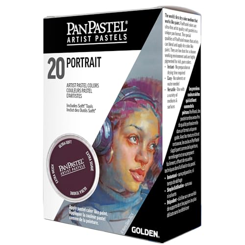 PanPastel Artist Pastels by GOLDEN, Portrait Set, 20 Color, Professional Artist Pastels, Unique Pan Format (cake-like)