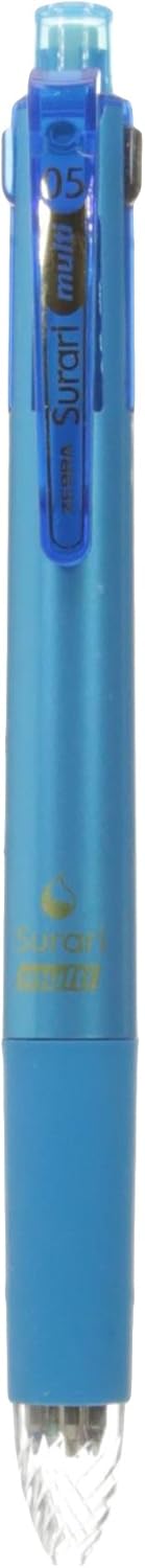 ZEBRA Multi Function Surari 4S Black/Red/Blue/Green Ink 0.5mm Ballpoint Pen, 0.5mm Mechanical Pencil, Light Blue Body (B4SAS11-LB)