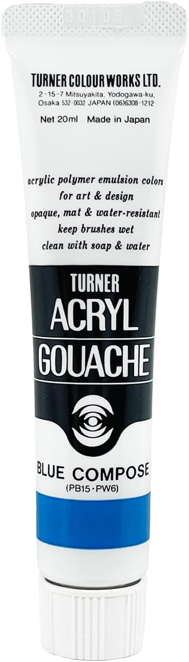 Turner Colour Works Acryl Gouache Artist Acrylic Paint - Single 20 ml Tube - Blue Compose