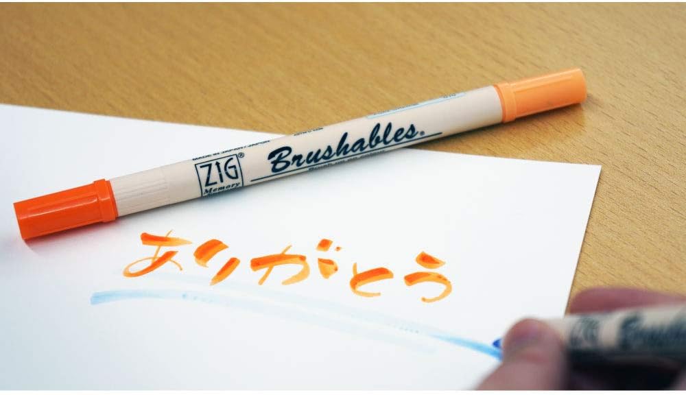 Kuretake ZIG BRUSHABLES 24 Brush Marker Pens set, TWO-TONED 48 Colors, Twin brush tips, Waterproof when dry, No mess, Archival Quality, Made in Japan