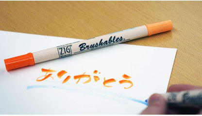 Kuretake ZIG BRUSHABLES 24 Brush Marker Pens set, TWO-TONED 48 Colors, Twin brush tips, Waterproof when dry, No mess, Archival Quality, Made in Japan