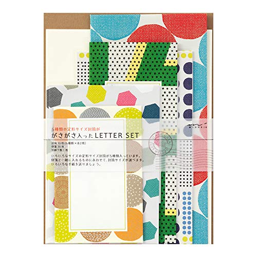 Midori 86762006 Letter Set, Rattle, 5 Size Envelopes, Geometric Pattern