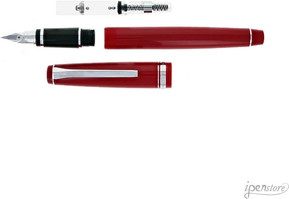 PILOT Falcon Collection Fountain Pen, Red Barrel with Rhodium Accents, Soft Extra Fine Nib, Blue Ink (71620)
