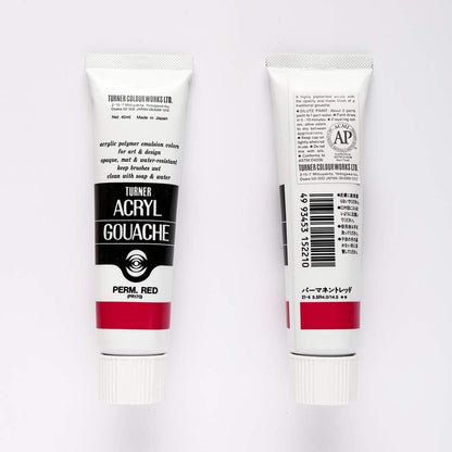 Turner Colour Works Acryl Gouache Artist Acrylic Paint - Single 40 ml Tube - Permanent Red