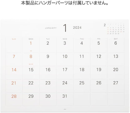 Midori 31295006 2024 Wall Calendar, Hanger Calendar, Refill, White (white)