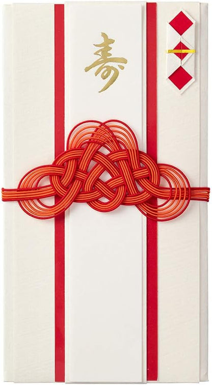 Midori 25493006 Congratulatory Bag, Gold Sealing, Wedding Gift, Foldable, Fine Folding, Red