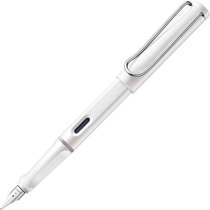 LAMY safari white - Fountain Pen with ergonomic grip & polished steel nib in size F - ideal for any Writing & Calligraphy - including LAMY T 10 blue cartridge - Right-Handed