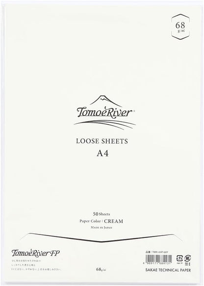 Tomoe River FP 68gsm Loose Sheet, 8.27 x 11.7, 50 Sheets/Pack, Cream (TMR-A4P-68Y)