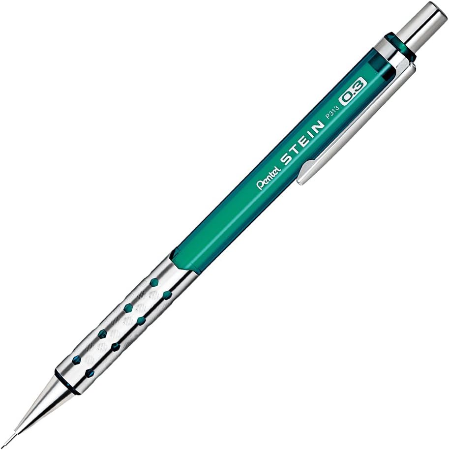 Pentel Stein P313-CD Mechanical Pencil, Set of 10, Clear Green Shaft